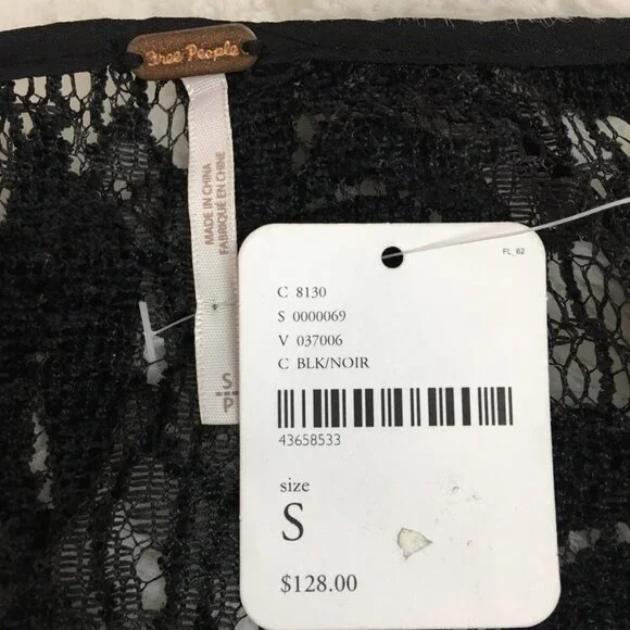 New Free People Women's Black Boho Lace Long Sleeve Dress Size Small - Picture 15 of 15